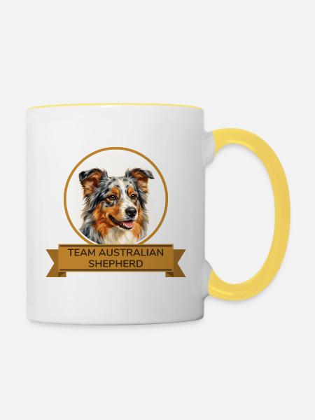 Team Australian Shepherd - Tasse zweifarbig - Weiß/Gelb