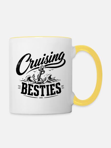 Cruising Besties - Tasse zweifarbig - Weiß/Gelb