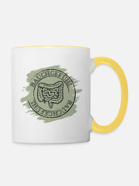 Bauchgefühl - Tasse zweifarbig - Weiß/Gelb
