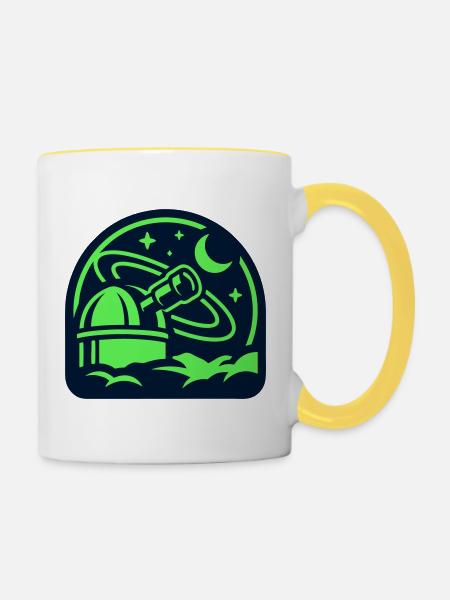 Sternwarte Teleskop Logo - Tasse zweifarbig - Weiß/Gelb
