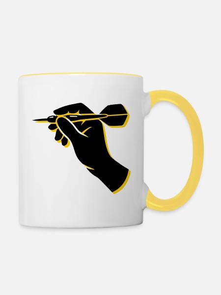 Dartspieler Wurf Hand Icon - Tasse zweifarbig - Weiß/Gelb