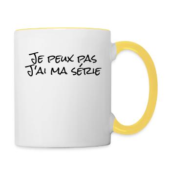Je peux pas,j'ai ma série - Mug contrasté - blanc/jaune - Droite
