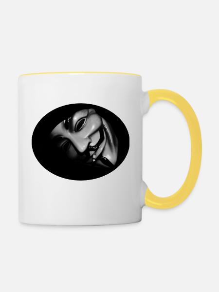 anonym - Tasse zweifarbig - Weiß/Gelb