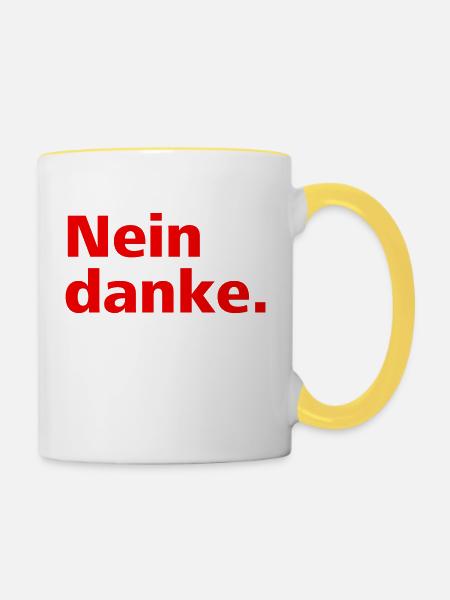 Nein danke. - Tasse zweifarbig - Weiß/Gelb
