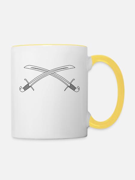 Schwerter - Tasse zweifarbig - Weiß/Gelb