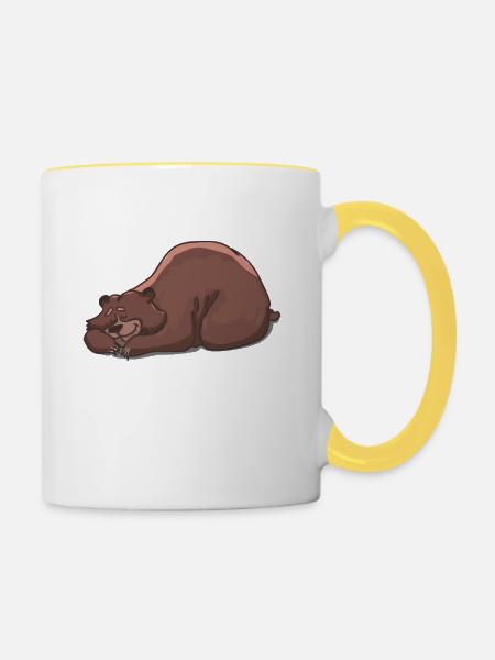 Bär müde - Tasse zweifarbig - Weiß/Gelb