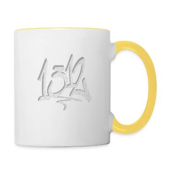 1312 Grey Graffiti Tag - Tasse zweifarbig - Weiß/Gelb - Rechts