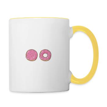 Cute as Fuck weiß Donut Süßigkeit Geschenkidee - Tasse zweifarbig - Weiß/Gelb - Rechts