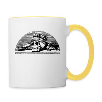 Totenkopf mit Krone - Tasse zweifarbig - Weiß/Gelb - Rechts