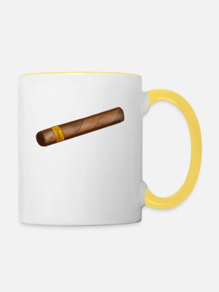 Zigarre - Tasse zweifarbig - Weiß/Gelb