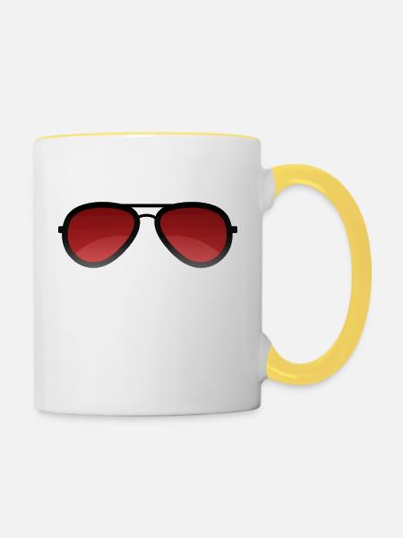 Coole Sonnenbrille Geschenkidee Sonderangebot Idee - Tasse zweifarbig - Weiß/Gelb