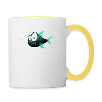 Lustige Fische, zu fischen, oder nicht zu fischen. - Tasse zweifarbig - Weiß/Gelb - Rechts