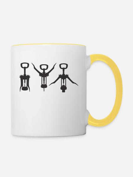 Flaschenöffner - Tasse zweifarbig - Weiß/Gelb