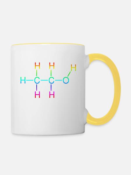 Ethanol Alkohol Strukturformel - Tasse zweifarbig - Weiß/Gelb