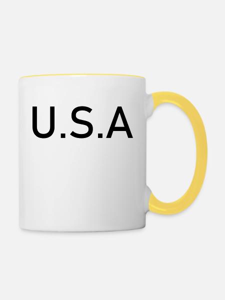 USA - Tasse zweifarbig - Weiß/Gelb