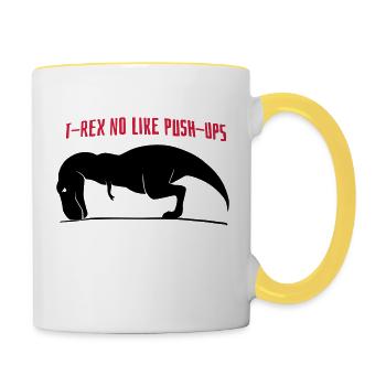 T-Rex pas comme les pompes - Mug contrasté - blanc/jaune - Droite