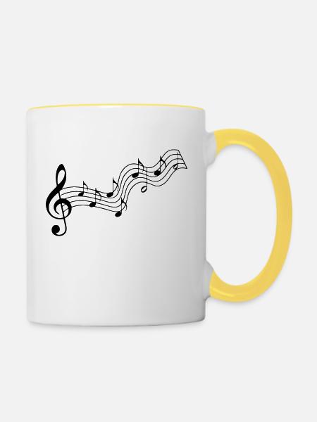 Musiknoten - Tasse zweifarbig - Weiß/Gelb