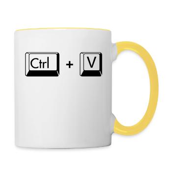 Copy Paste lustiges Geschenk für Zwillinge - Tasse zweifarbig - Weiß/Gelb - Rechts