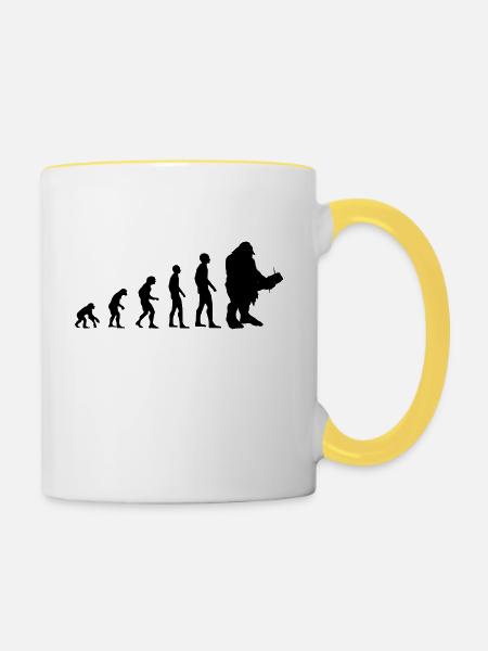 evolution troll - Tasse zweifarbig - Weiß/Gelb