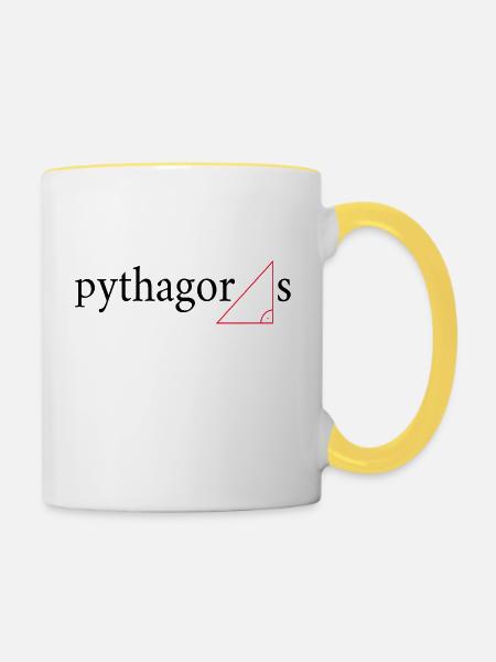 Pythagoras - Tasse zweifarbig - Weiß/Gelb
