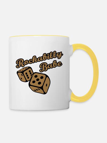 Rockabilly Babe - Tasse zweifarbig - Weiß/Gelb