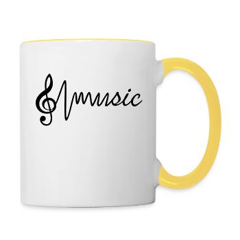 Violinschlüssel Musik Musiker Sänger Note - Tasse zweifarbig - Weiß/Gelb - Rechts