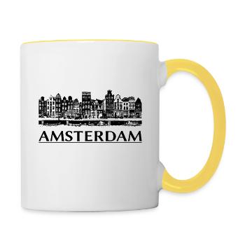 amsterdam - Mug contrasté - blanc/jaune - Droite