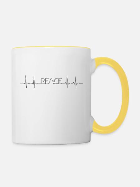 Frequenz des Friedens - Tasse zweifarbig - Weiß/Gelb