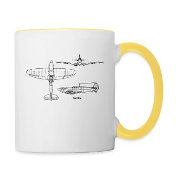 Flugzeug - Tasse zweifarbig - Weiß/Gelb - Rechts