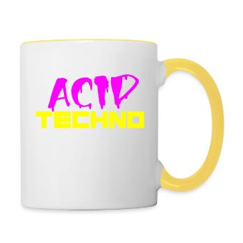 saures techno - Tasse zweifarbig - Weiß/Gelb - Rechts