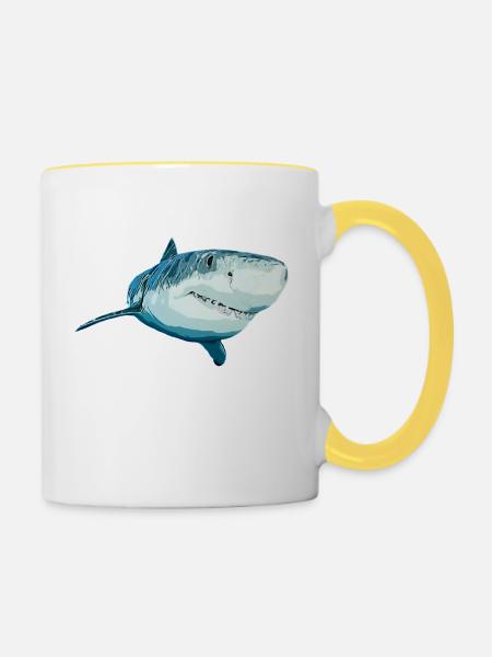 Tigerhai - Tasse zweifarbig - Weiß/Gelb
