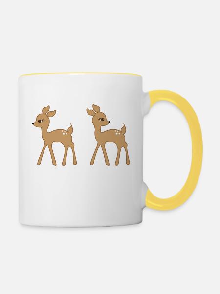 deer 1157862 1280 - Tasse zweifarbig - Weiß/Gelb