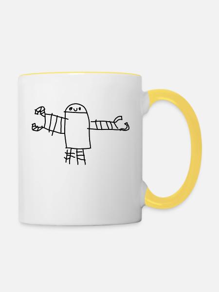 Roboter oskar - Tasse zweifarbig - Weiß/Gelb
