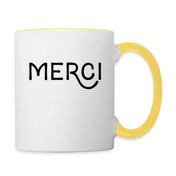 Merci! – Thank you in French - Contrasting Mug - white/yellow - Right