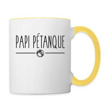 Papi pétanque - Mug contrasté - blanc/jaune - Droite