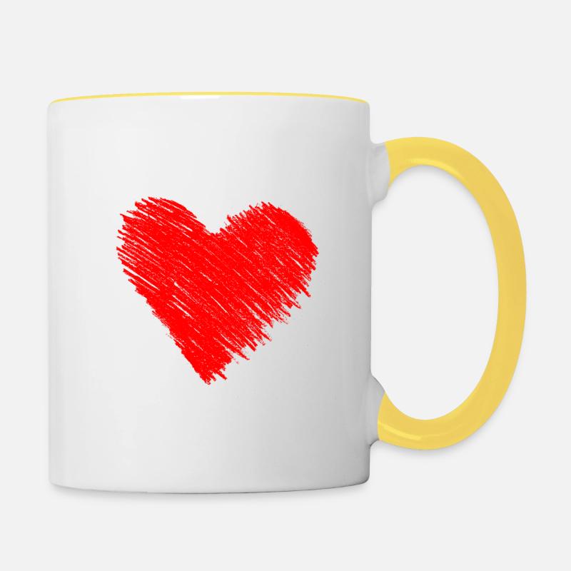 cœur - Mug contrasté - blanc/jaune