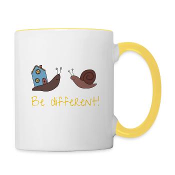 Soyez différent! - Mug contrasté - blanc/jaune - Droite