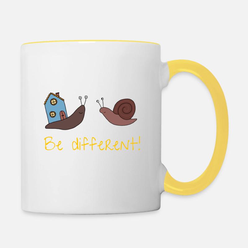 Soyez différent! - Mug contrasté - blanc/jaune