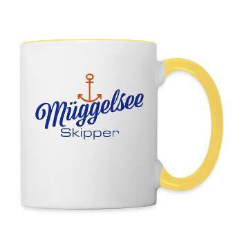 Berlin: Müggelsee-Skipper mit Ankermotiv - Tasse zweifarbig - Weiß/Gelb - Rechts