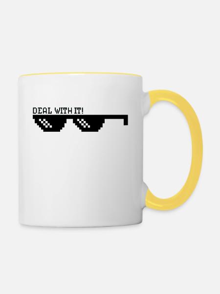Komm damit klar - Tasse zweifarbig - Weiß/Gelb