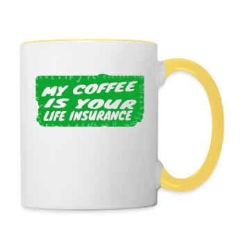 coffee - My coffee is your life insurance - Contrasting Mug - white/yellow - Right