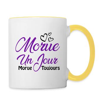 Morue un jour - Mug contrasté - blanc/jaune - Droite