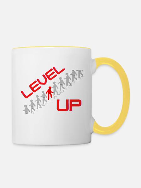 Level up - Tasse zweifarbig - Weiß/Gelb