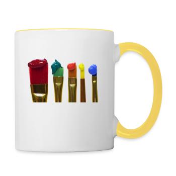 Pinsel - Tasse zweifarbig - Weiß/Gelb - Rechts