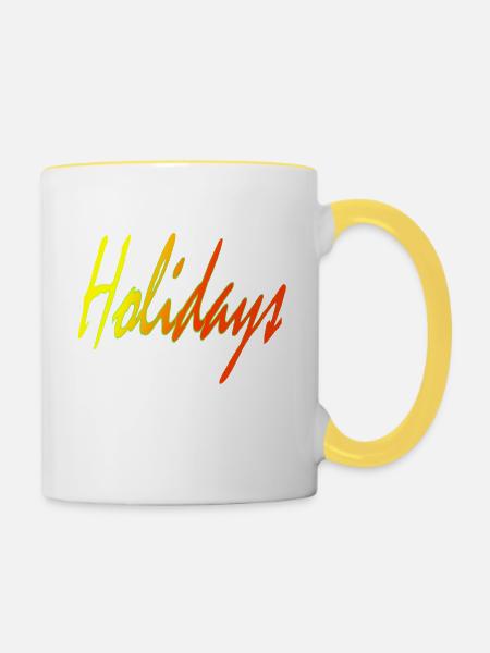 Ferien - Tasse zweifarbig - Weiß/Gelb