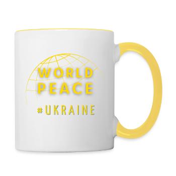 Symbole de la paix mondiale Paix mondiale Ukraine Russie - Mug contrasté - blanc/jaune - Droite