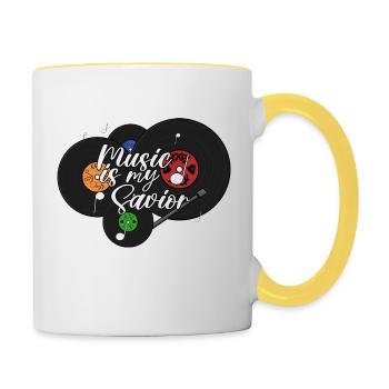 Music is my Savior - Tasse zweifarbig - Weiß/Gelb - Rechts