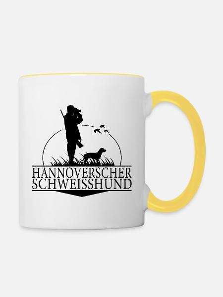 HANNOVERSCHER SCHWEISSHUND Jagdhunde Jagd Wilsigns - Tasse zweifarbig - Weiß/Gelb