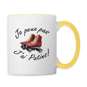 Je peux pas j'ai patins - Mug contrasté - blanc/jaune - Droite