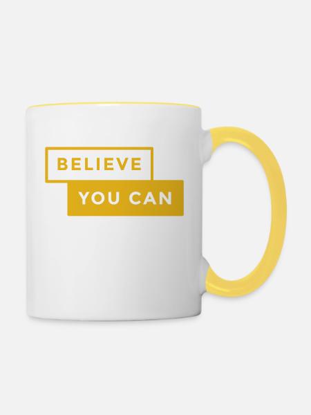Glauben Sie, dass Sie KÖNNEN - Tasse zweifarbig - Weiß/Gelb